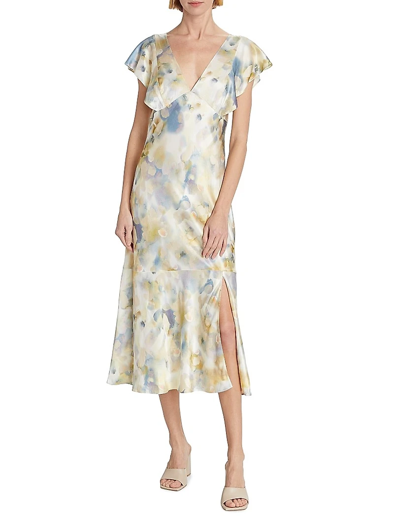 Dina Diffused V-Neck Midi-Dress