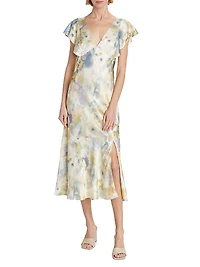Dina Diffused V-Neck Midi-Dress