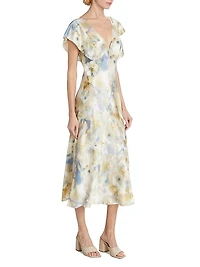 Dina Diffused V-Neck Midi-Dress