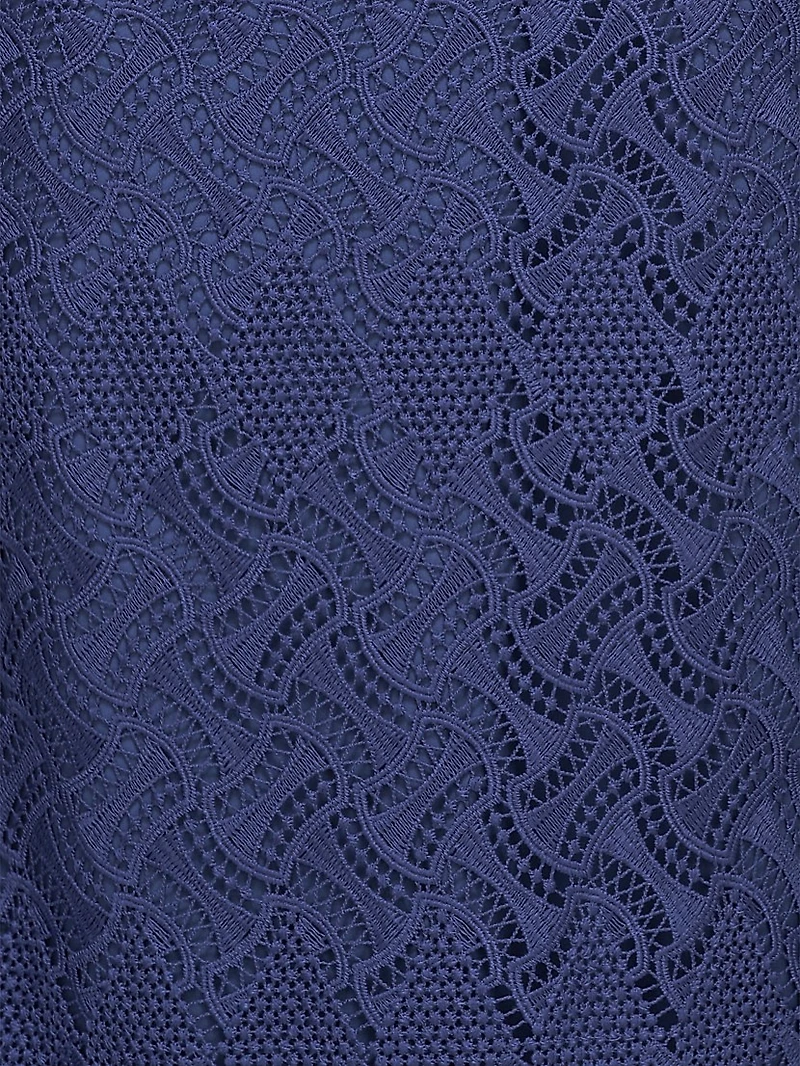 Hendrix Belted Lace Column Gown