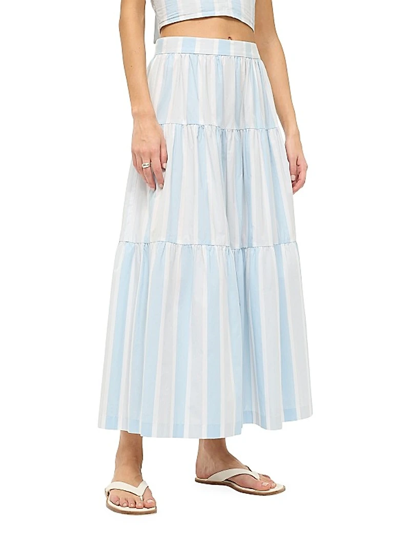 Sea Striped Cotton Maxi Skirt