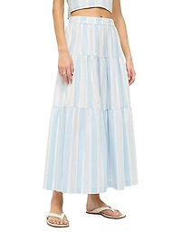 Sea Striped Cotton Maxi Skirt