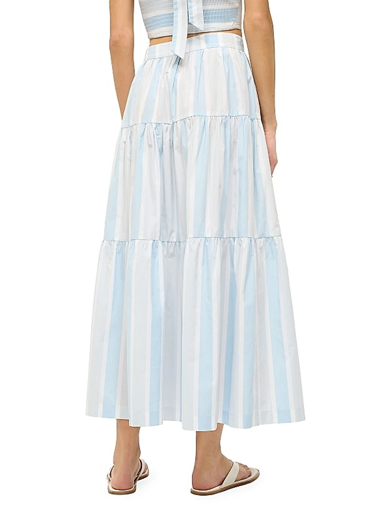 Sea Striped Cotton Maxi Skirt