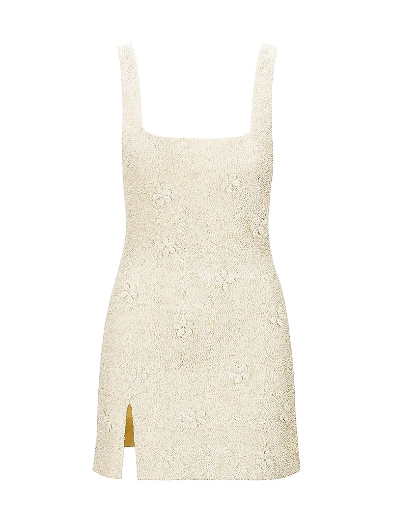 Le Sable Floral Beaded Minidress