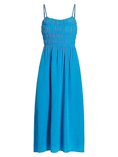 Stylla Ruched Silk Midi-Dress