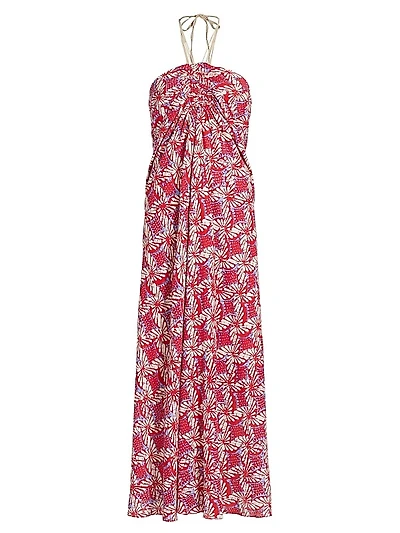 Maya Floral Cotton Halterneck Maxi Dress