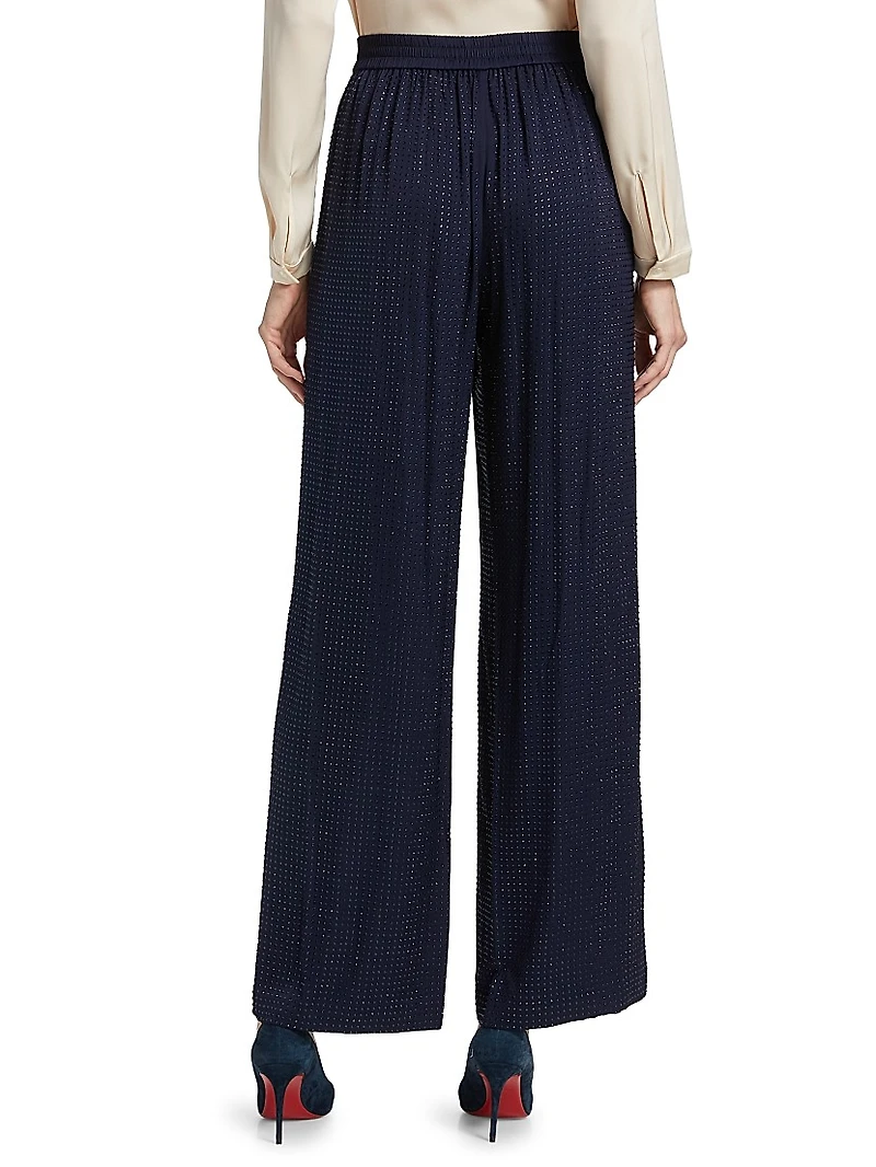 Lane Embellished Silk-Blend Wide-Leg Pants
