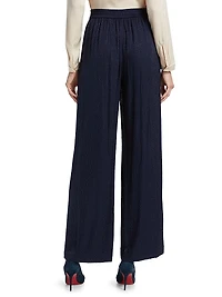 Lane Embellished Silk-Blend Wide-Leg Pants