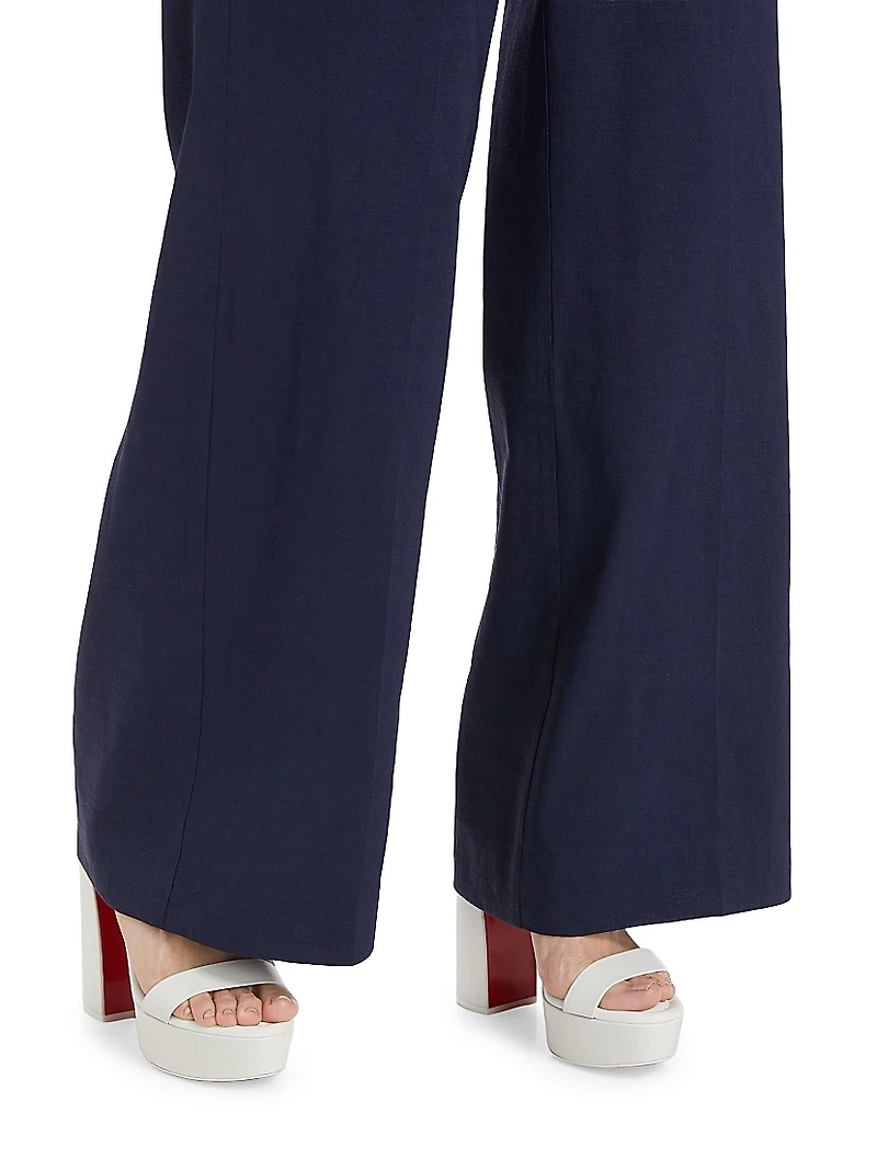 Gissel Linen-Blend Flared Pants