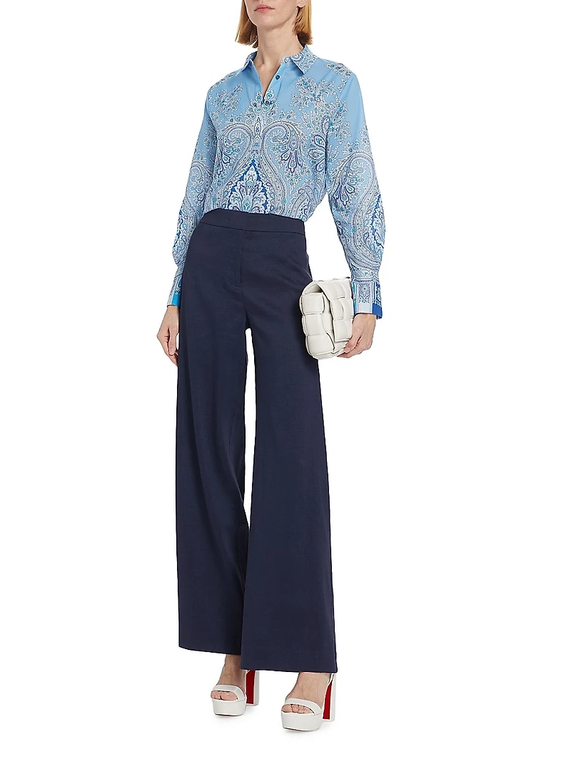 Gissel Linen-Blend Flared Pants