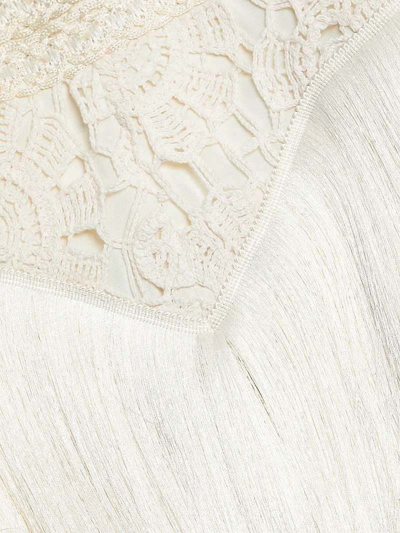 Crocheted Fringe Miniskirt