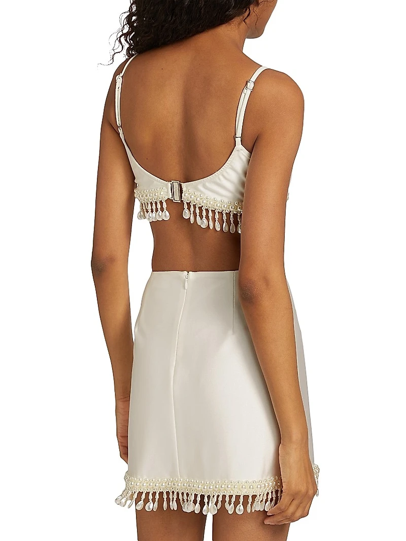 Hand-Beaded Jersey Crop Top