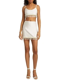 Hand-Beaded Jersey Crop Top