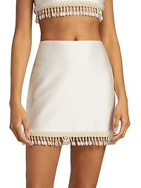 Hand-Beaded Jersey Miniskirt