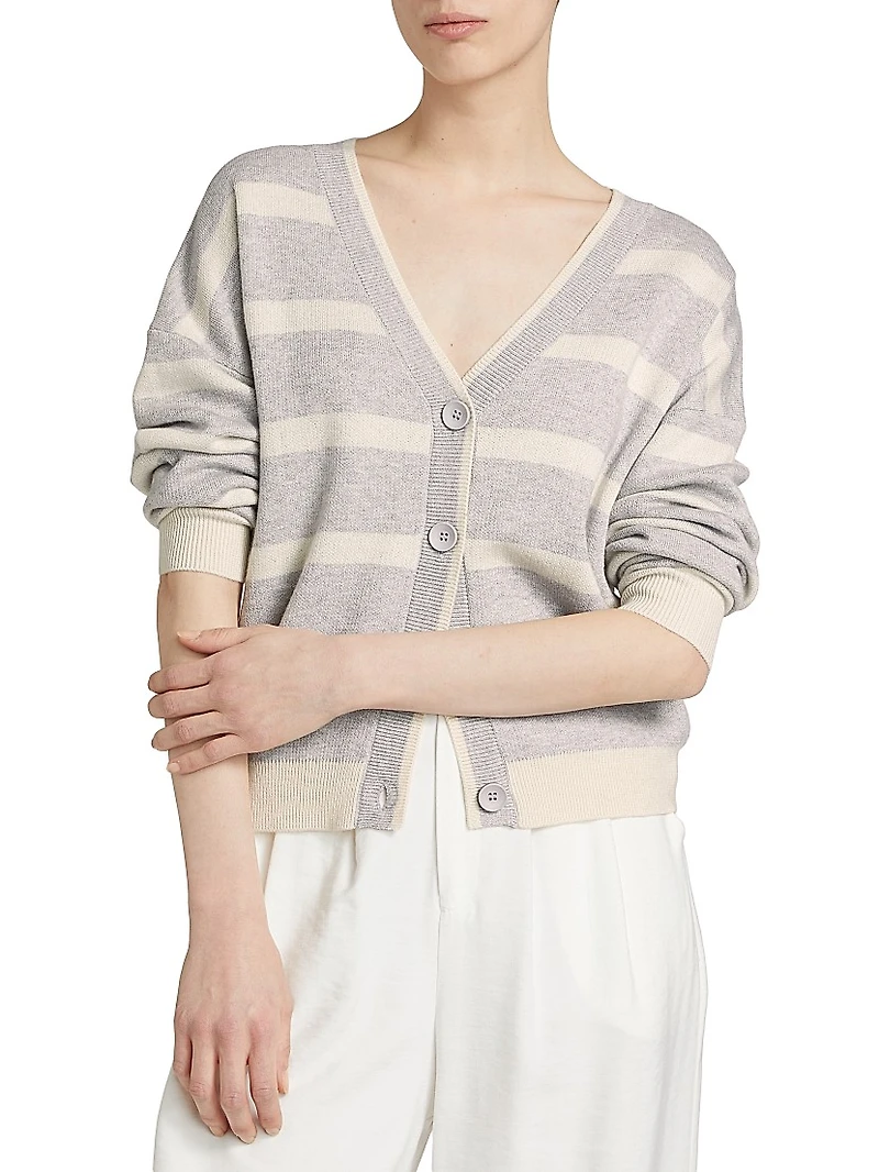 Striped Knit Boxy Cardigan