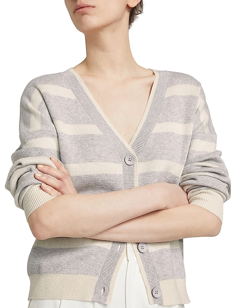Striped Knit Boxy Cardigan