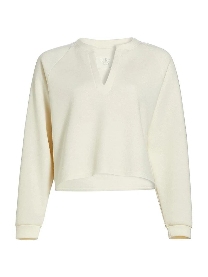 Split Neck Crop Sweatshirt