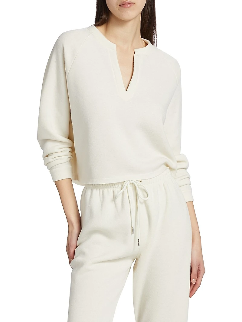 Split Neck Crop Sweatshirt