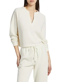 Split Neck Crop Sweatshirt