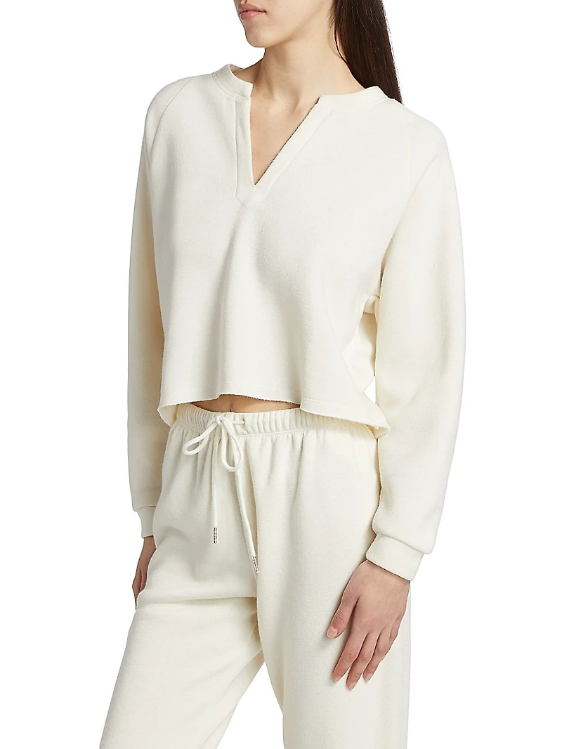 Split Neck Crop Sweatshirt