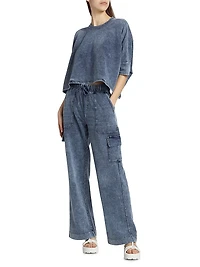 Cotton-Blend Drawstring Cargo Pants