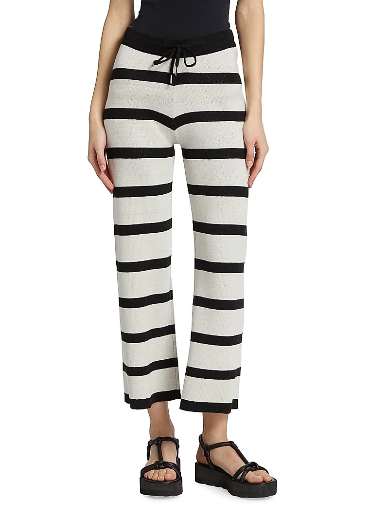 Striped Wide-Leg Crop Pants