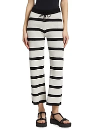 Striped Wide-Leg Crop Pants