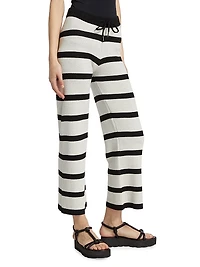 Striped Wide-Leg Crop Pants