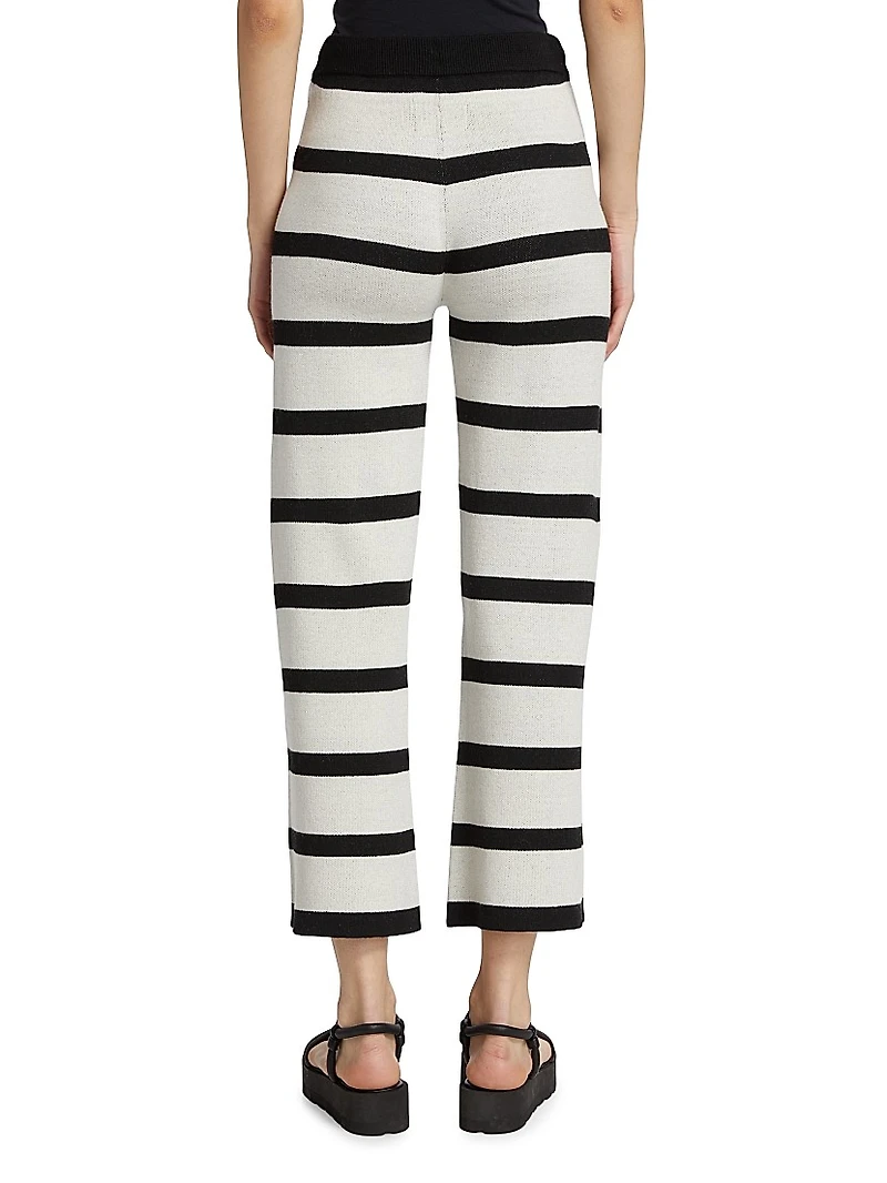 Striped Wide-Leg Crop Pants