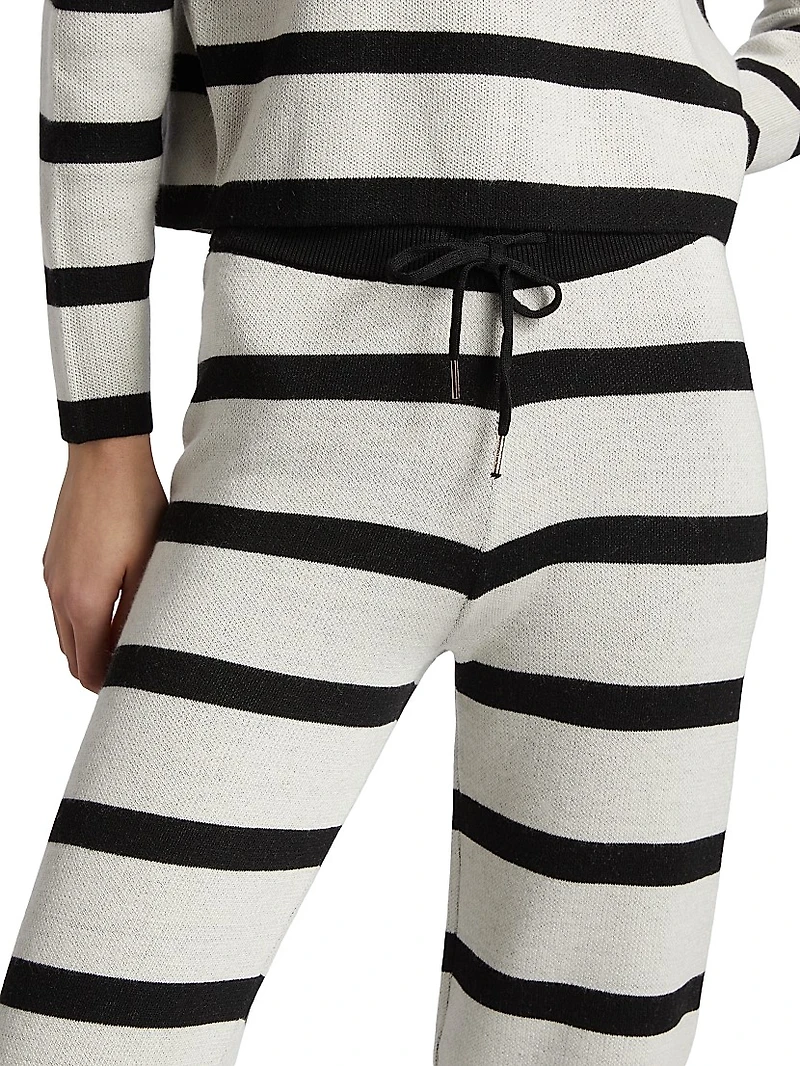 Striped Wide-Leg Crop Pants