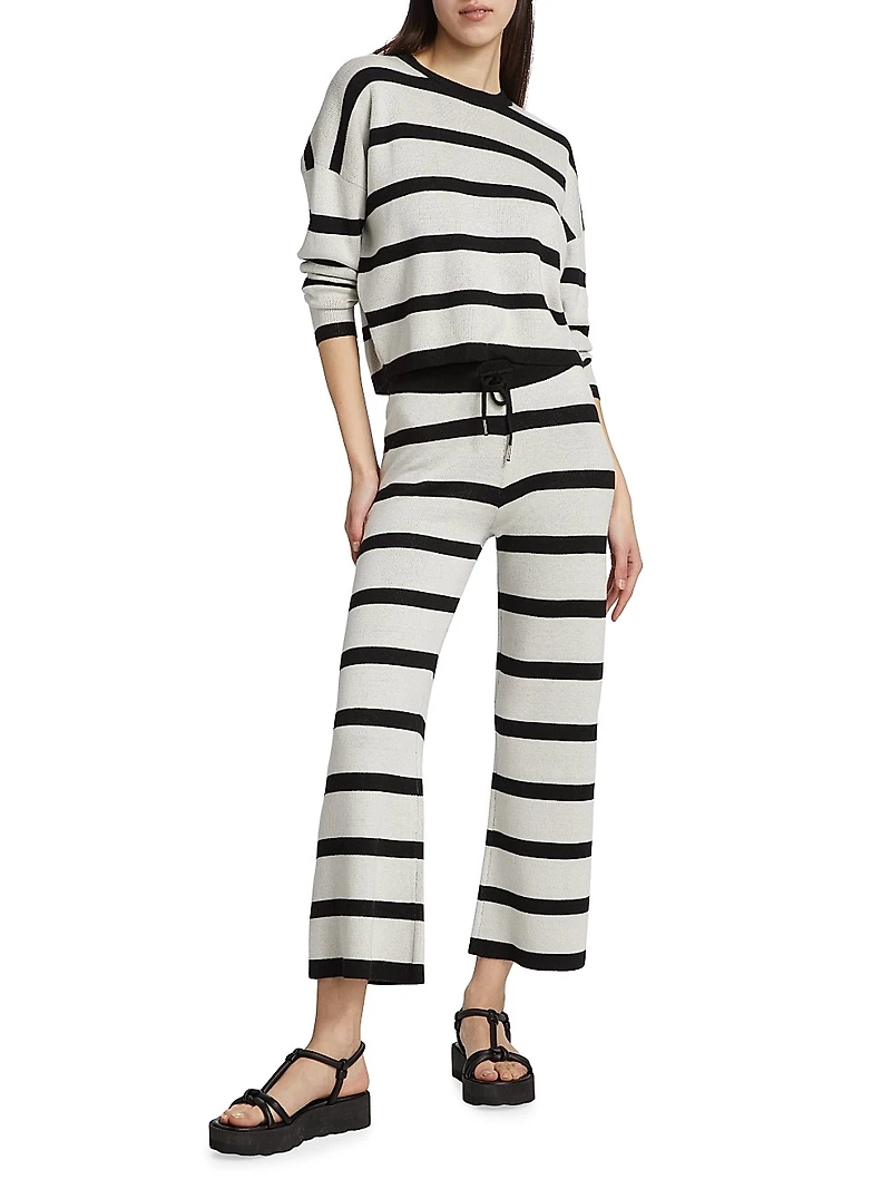 Striped Wide-Leg Crop Pants