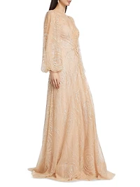 Beaded Tulle A-Line Gown