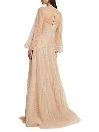 Beaded Tulle A-Line Gown