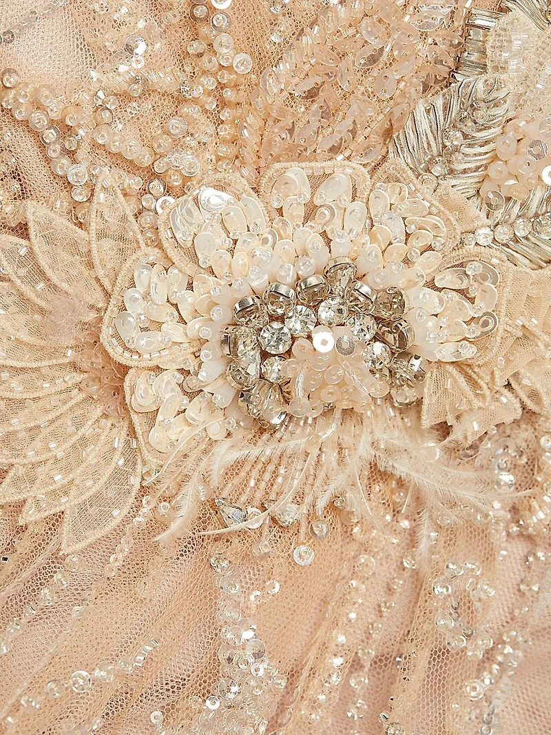 Beaded Tulle A-Line Gown