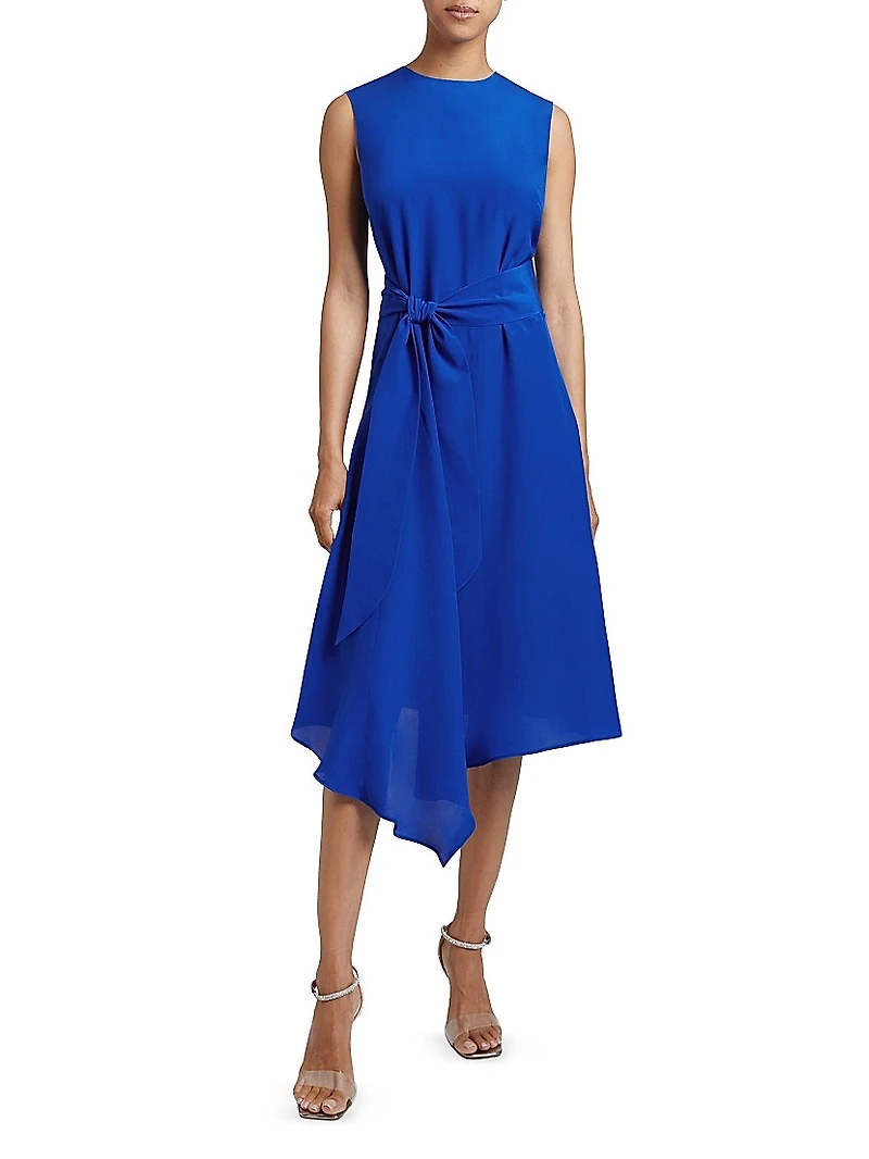 Cecilia Asymmetric Silk Midi-Dress
