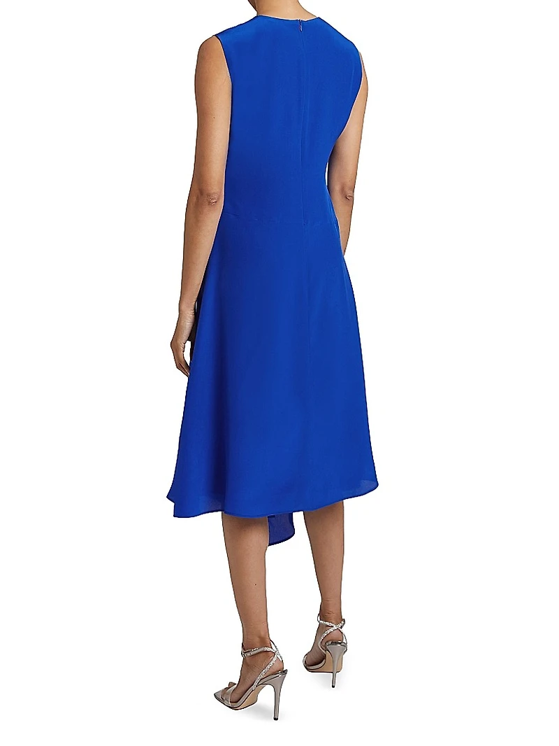 Cecilia Asymmetric Silk Midi-Dress