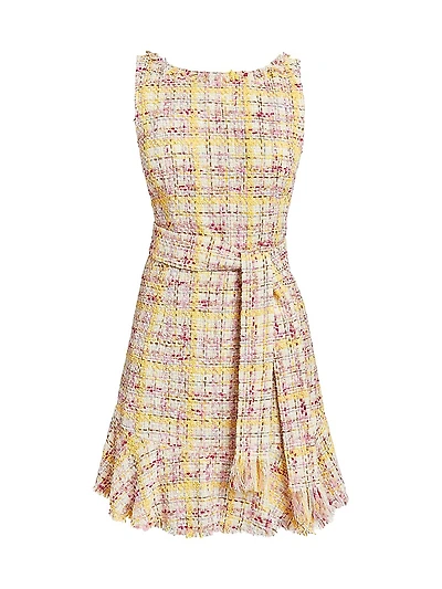 Ruffled Tweed Sheath Dress