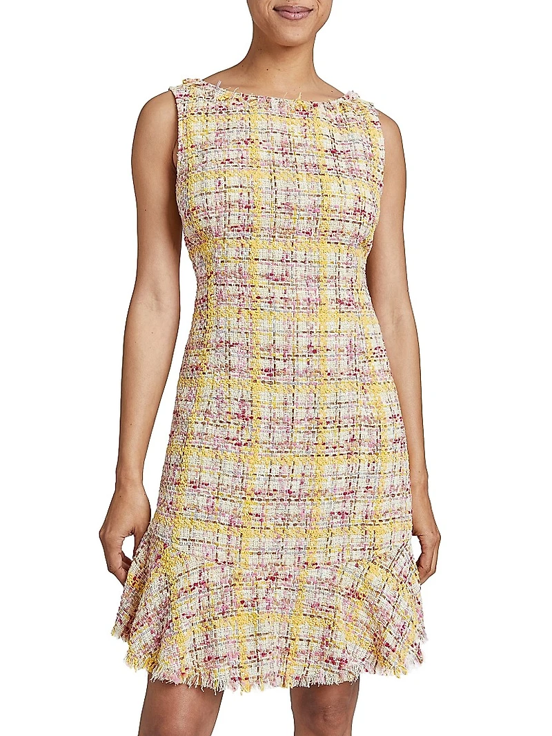 Ruffled Tweed Sheath Dress