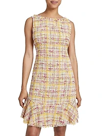 Ruffled Tweed Sheath Dress