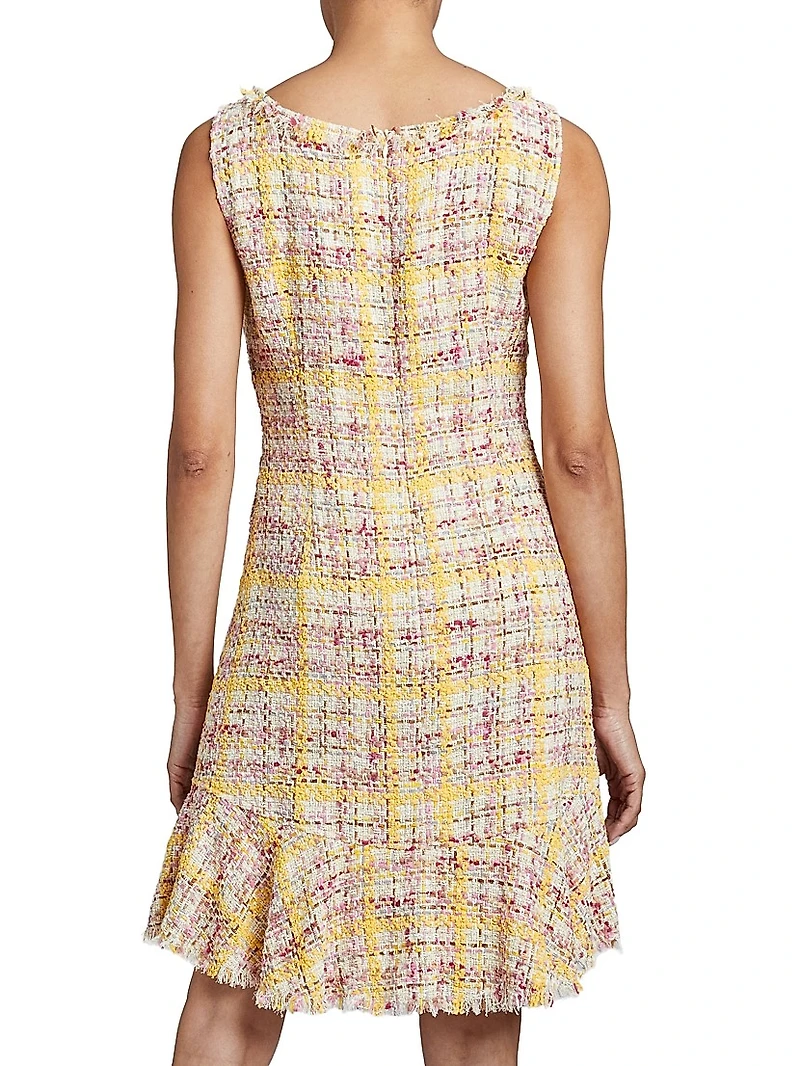 Ruffled Tweed Sheath Dress