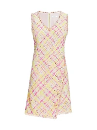 Plaid Tweed Sleeveless Mini-Dress