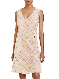 Plaid Tweed Sleeveless Mini-Dress