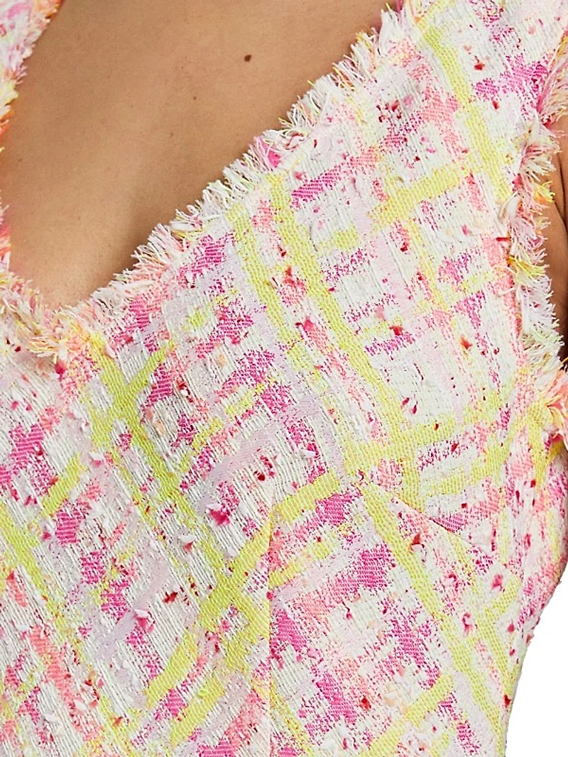 Plaid Tweed Sleeveless Mini-Dress