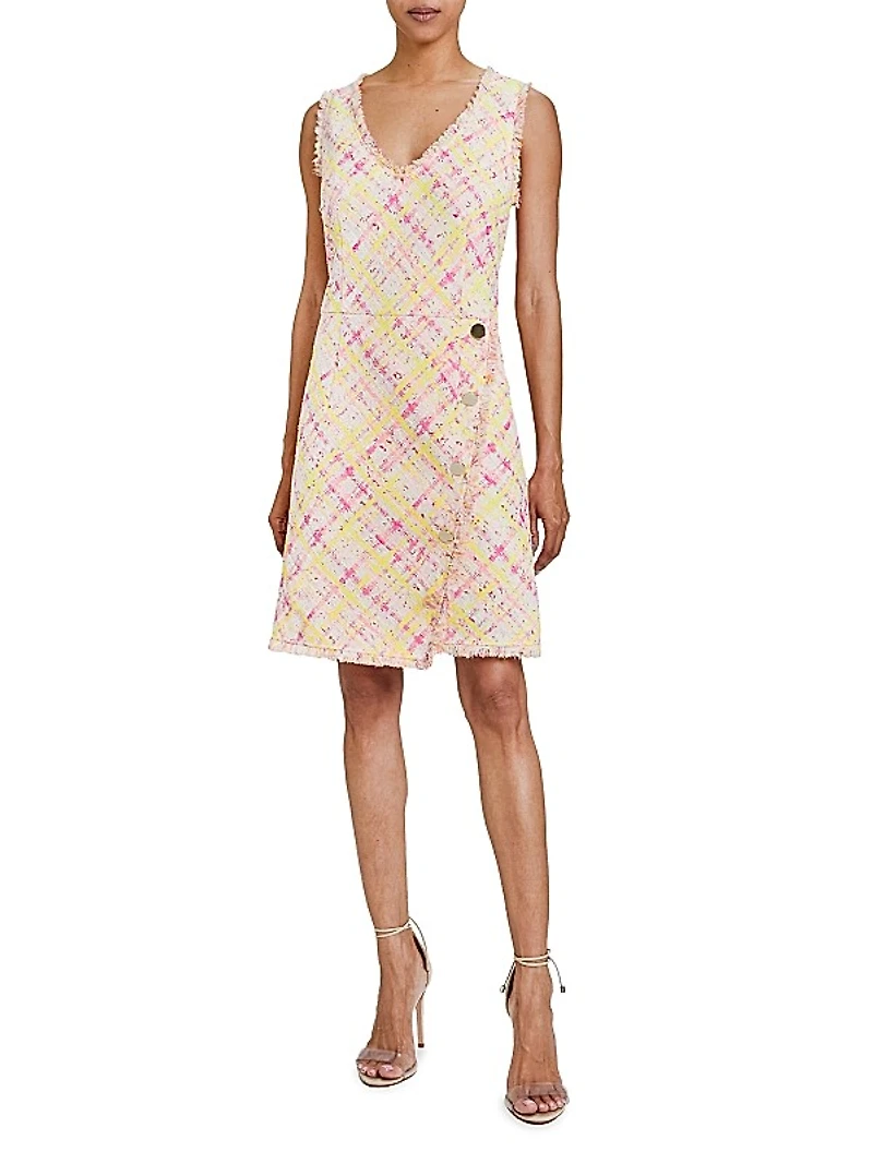 Plaid Tweed Sleeveless Mini-Dress
