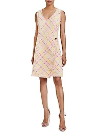 Plaid Tweed Sleeveless Mini-Dress