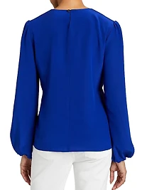 Lyra Crossover Keyhole Silk Blouse