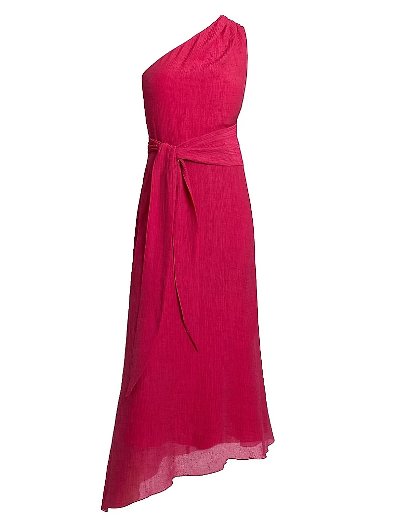 Georgette Asymmetric One-Shoulder Midi-Dress