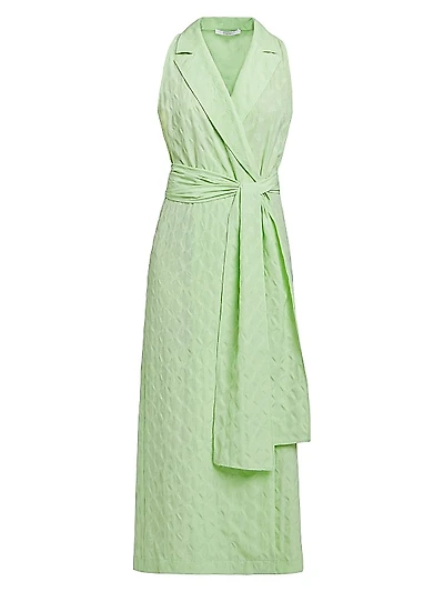 Jacquard Tie-Waist Maxi Dress
