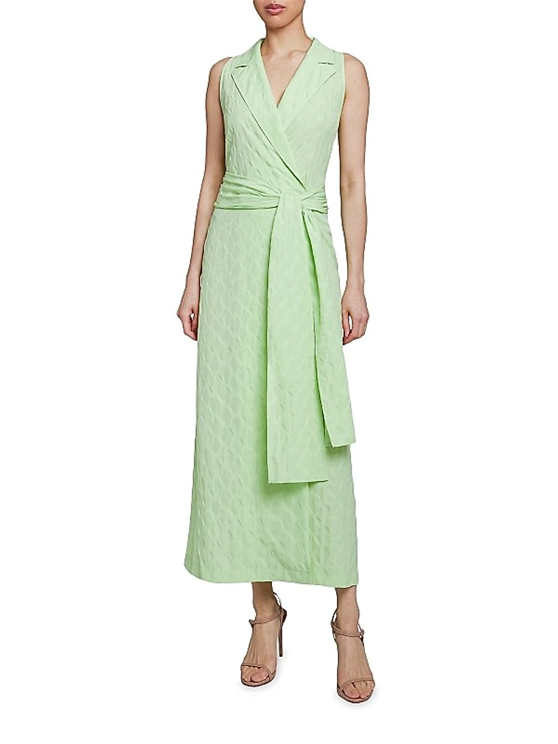 Jacquard Tie-Waist Maxi Dress