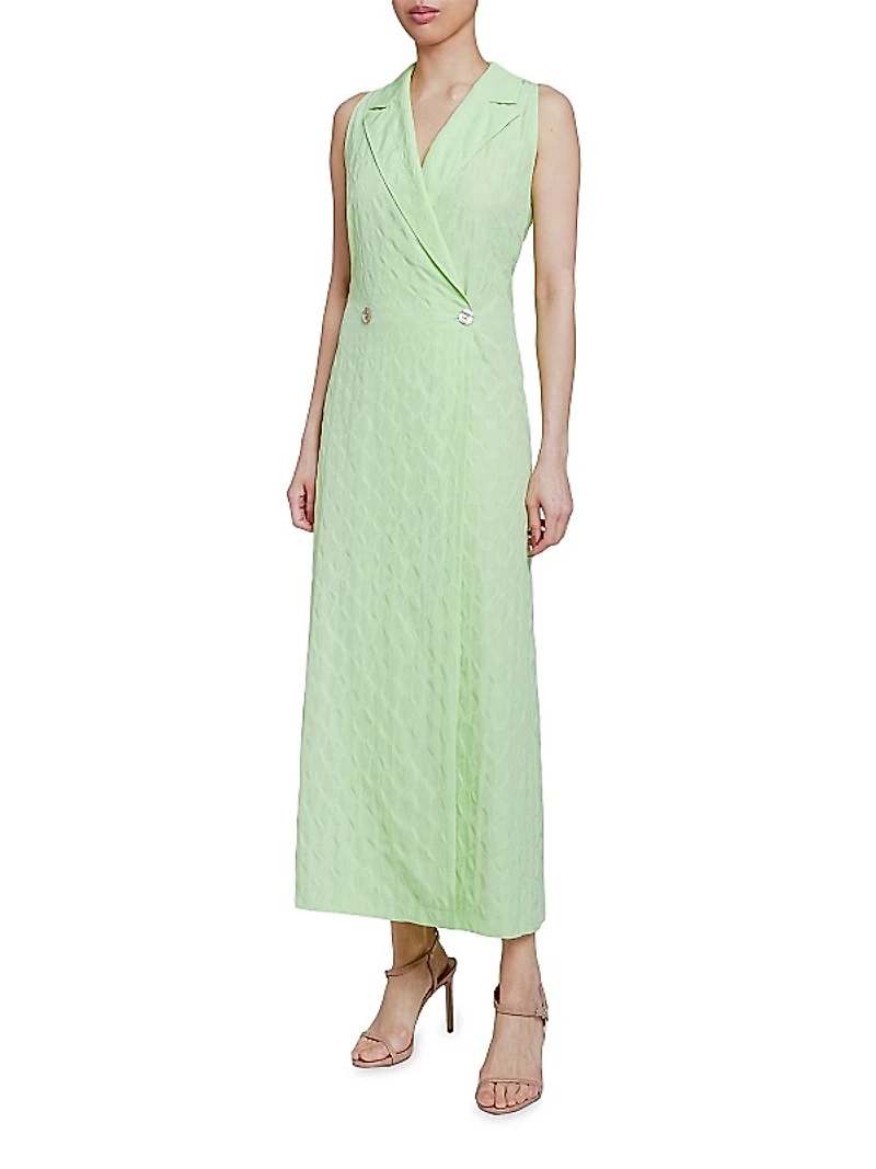 Jacquard Tie-Waist Maxi Dress